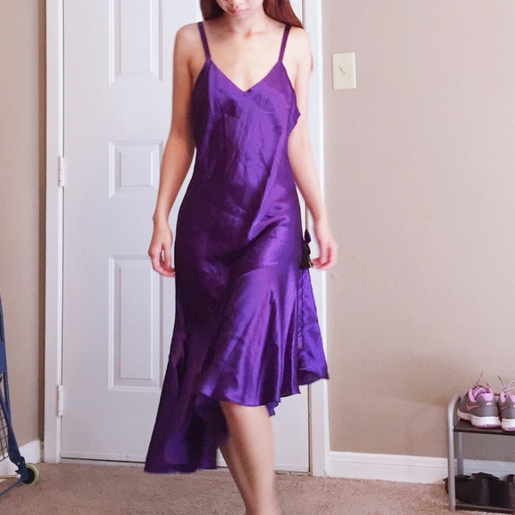 purple satin slip